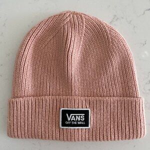 Vans Off The Wall 100% Acrylic Ribbed Roll Up Knit Toque Beanie Peach OS NWOT